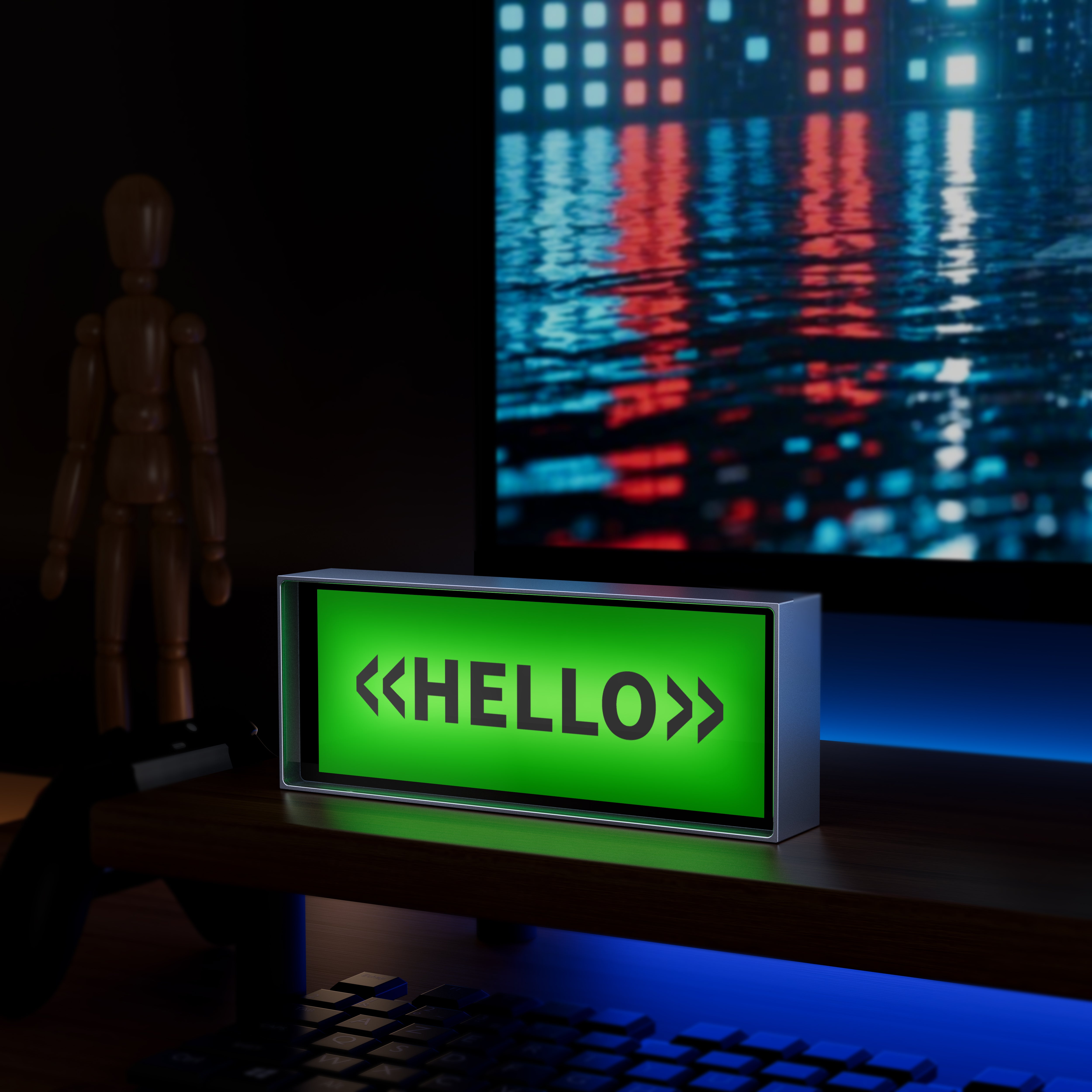 Quantum clock desktop decoration ornaments computer desk e-sports room decoration weather calendar advanced practical gift DIY screen effect