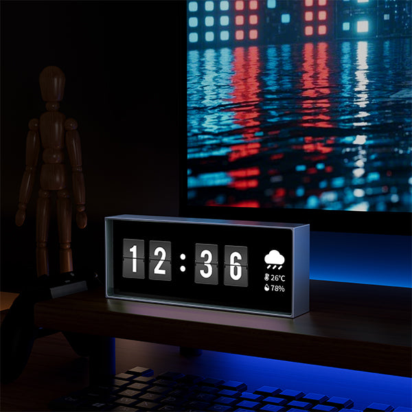 Quantum clock desktop decoration ornaments computer desk e-sports room decoration weather calendar advanced practical gift DIY screen effect