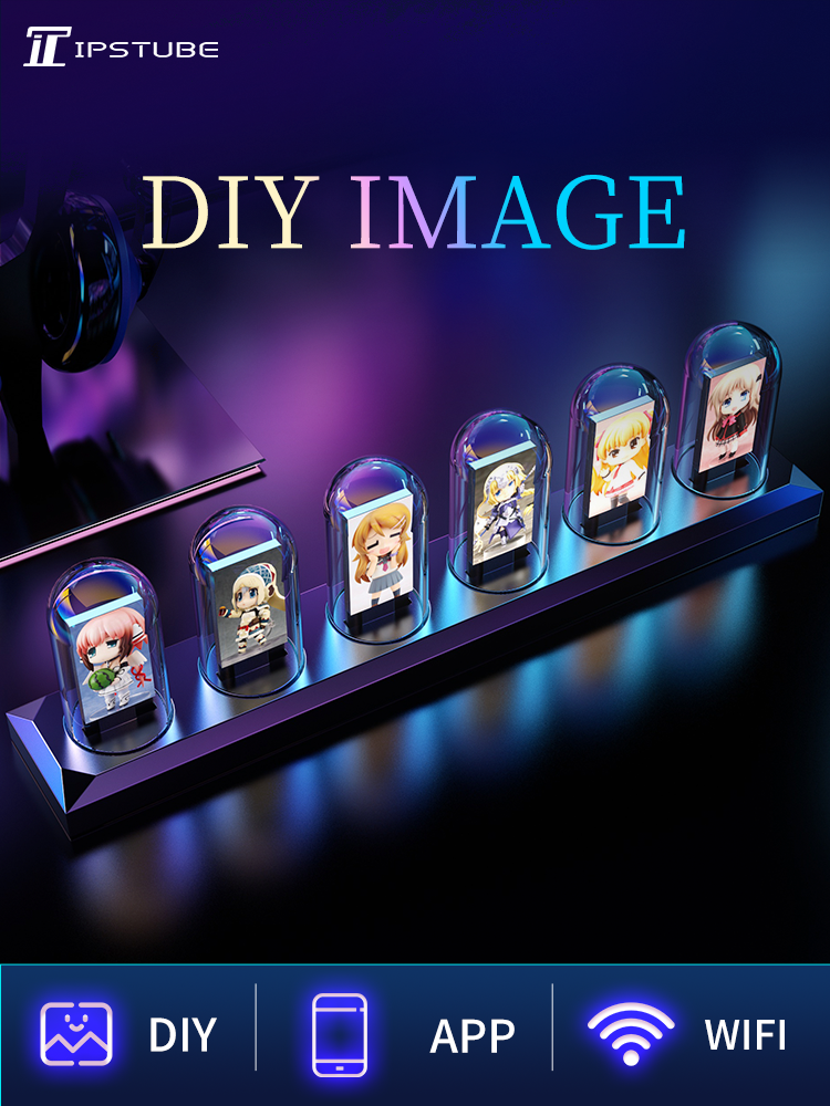 ipstube ニキシー管時計、IPSカラースクリーン、デジタル時計、DIY