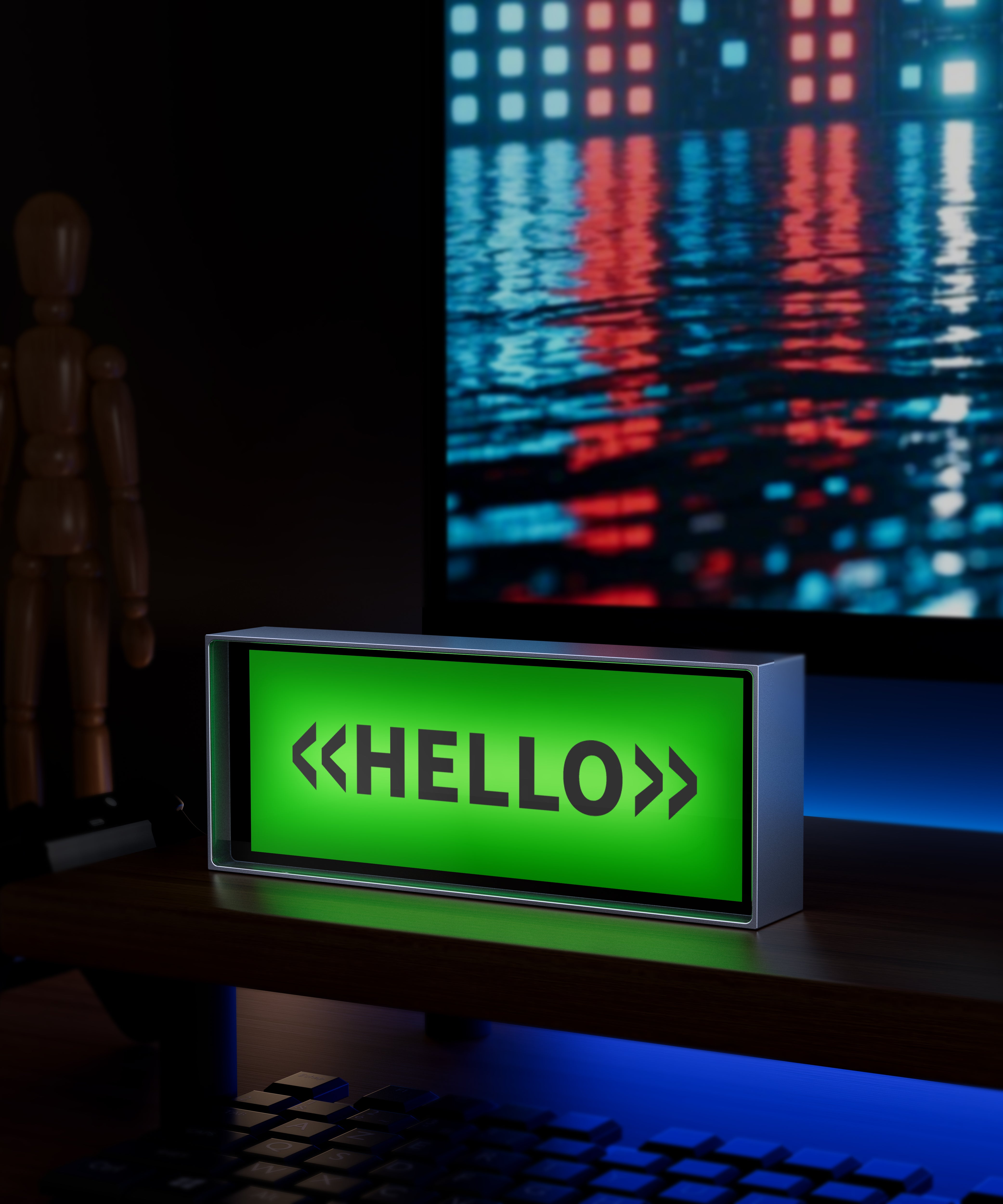 Quantum clock desktop decoration ornaments computer desk e-sports room decoration weather calendar advanced practical gift DIY screen effect