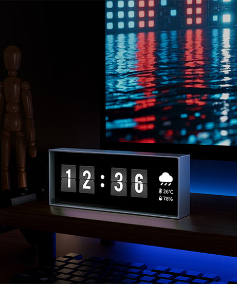 Quantum clock desktop decoration ornaments computer desk e-sports room decoration weather calendar advanced practical gift DIY screen effect