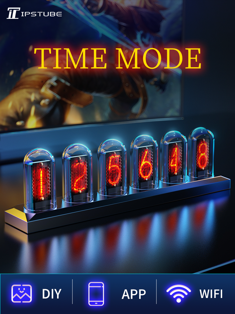 ipstube Nixie tube clock, IPS color screen, digital clock, DIY analog digital tube clock
