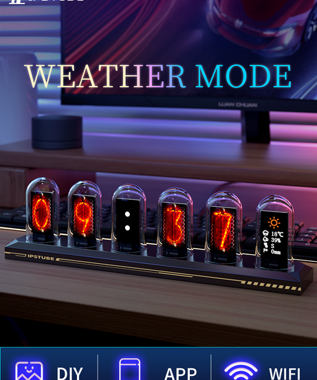 ipstube Nixie tube clock, IPS color screen, digital clock, DIY analog digital tube clock