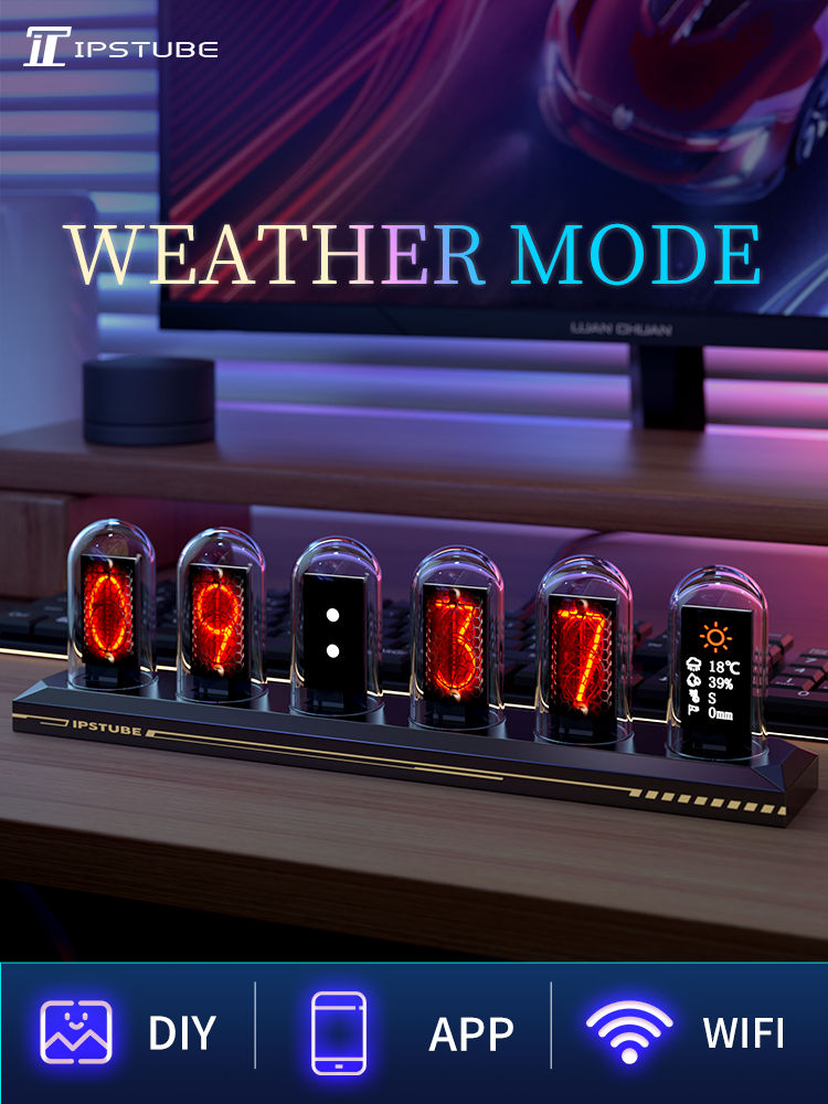 ipstube Nixie tube clock, IPS color screen, digital clock, DIY analog digital tube clock