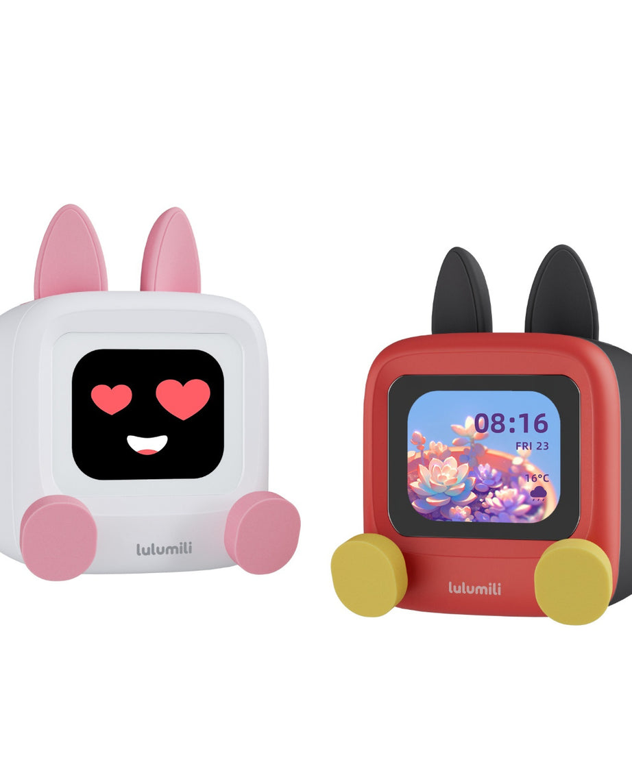 lulumili wireless speakers with time and weather display and alarm clock functionality.