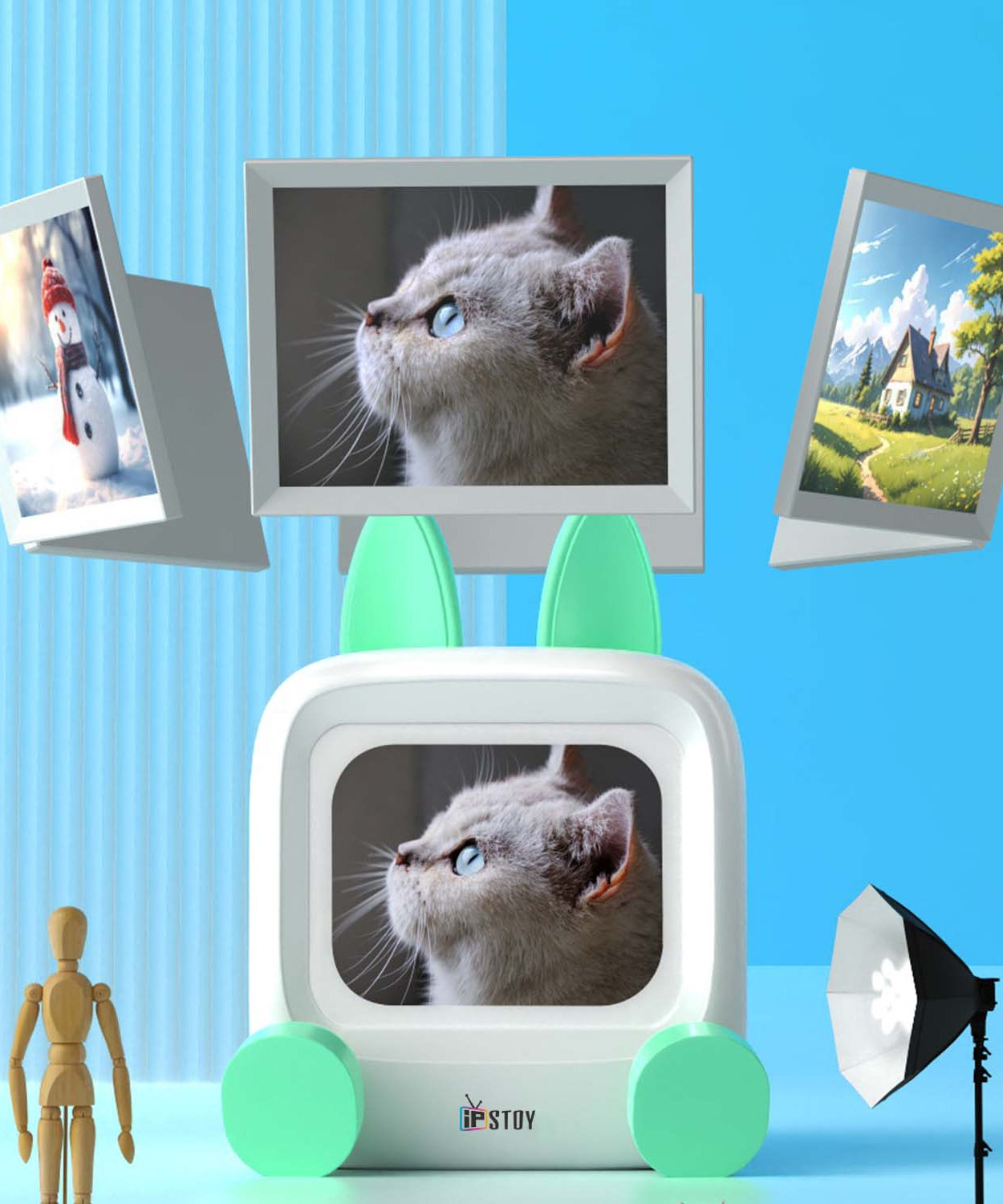 IPSTOY militv desktop clock alarm clock portable Bluetooth speaker computer desktop ornaments 2025 new mini creative electronic calendar cute rabbit pendant gift  Personal stereos