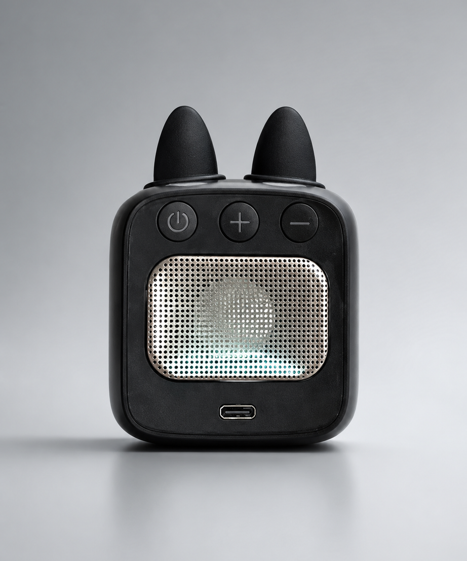 lulumili compact smart speaker with time and weather display and alarm clock functionality.