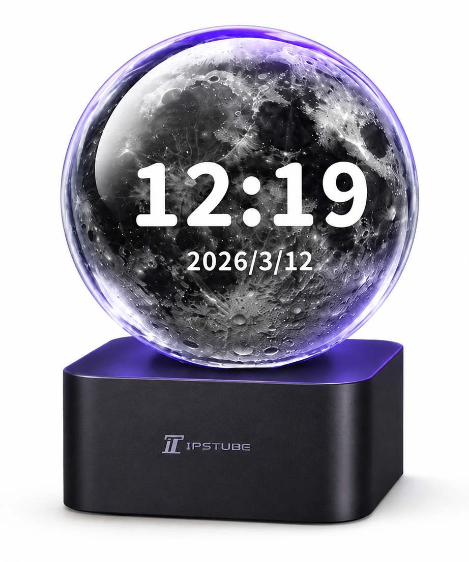 IPSTUBE 3.54-inch Smart Crystal Ball Display with Bluetooth & Wi-Fi; App-controlled. Features a clock face and customizable display for photos, videos, and cherished memories—an exclusive gift for Christmas or Valentine's Day.