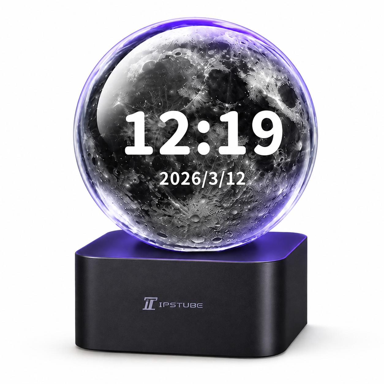 IPSTUBE 3.54-inch Smart Crystal Ball Display with Bluetooth & Wi-Fi; App-controlled. Features a clock face and customizable display for photos, videos, and cherished memories—an exclusive gift for Christmas or Valentine's Day.